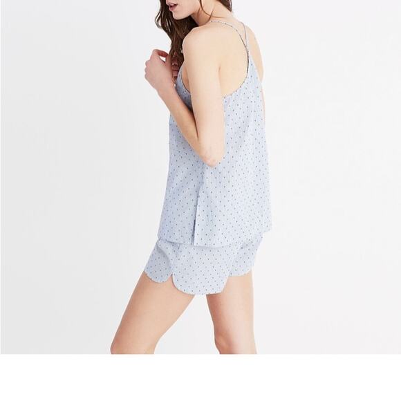 Madewell Lullaby Pajama Striped Cami Blue/WhiteTop in Swiss-Dot - Picture 6 of 6
